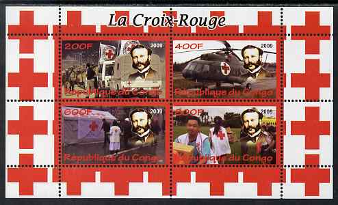 Congo 2009 Red Cross perf sheetlet containing 4 values unmounted mint, stamps on red cross, stamps on helicopters, stamps on aviation, stamps on medical, stamps on militaria