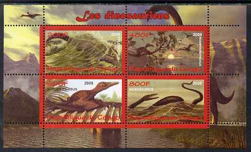Congo 2009 Dinosaurs #2 perf sheetlet containing 4 values unmounted mint, stamps on dinosaurs