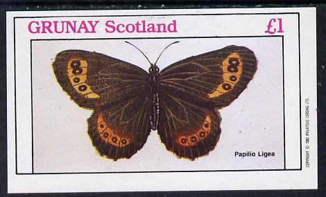 Grunay 1982 Butterflies (Papilio Ligea) imperf souvenir sheet (Â£1 value) unmounted mint, stamps on butterflies