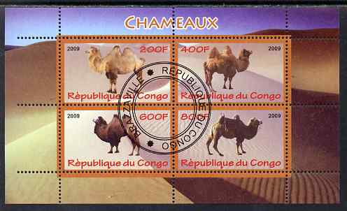 Congo 2009 Camels perf sheetlet containing 4 values cto used , stamps on animals, stamps on camels