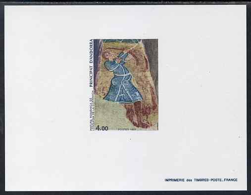 Andorra - French 1983 Romanesque Art 4f Epreuves de luxe card in issued colours as SG F354, stamps on arts, stamps on 