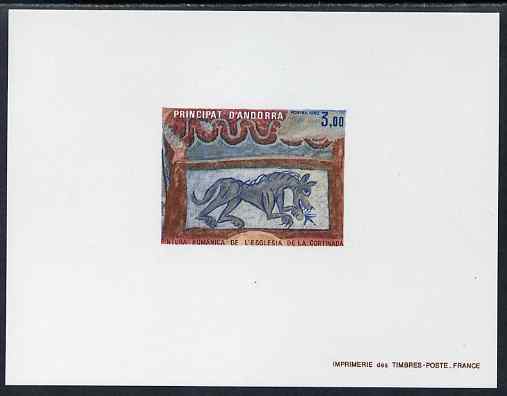 Andorra - French 1982 Romanesque Art 3f Epreuves de luxe card in issued colours as SG F324, stamps on arts, stamps on 