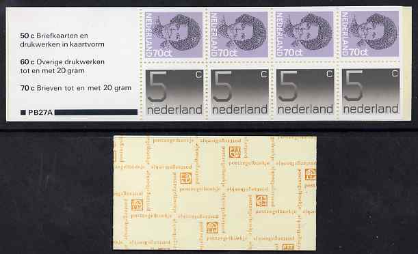 Netherlands 1982 Numeral & Beatrix 3g booklet complete and fine SG SB88, stamps on 