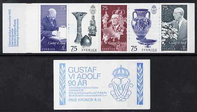 Sweden 1972 King's 90th Birthday 4k75 booklet complete and fine, SG SB279, stamps on royalty