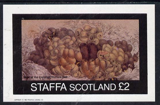 Staffa 1982 Bees (Nest of Bumble Bee) imperf deluxe sheet (Â£2 value) unmounted mint, stamps on insects     honey, stamps on bees
