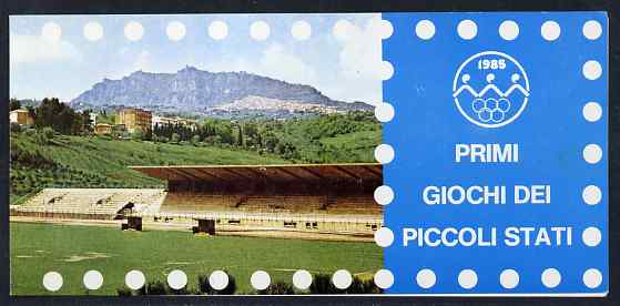 San Marino 1985 Small States Games 4000L booklet complete and fine, SG SB1, stamps on sport, stamps on rifle, stamps on shooting