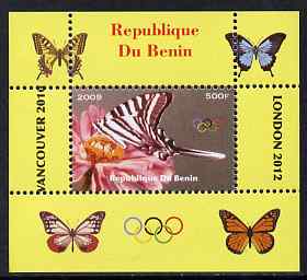 Benin 2009 Butterflies & Olympics #01 individual perf deluxe sheet unmounted mint. Note this item is privately produced and is offered purely on its thematic appeal, stamps on , stamps on  stamps on olympics, stamps on  stamps on butterflies