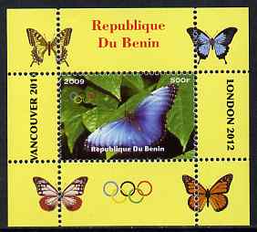 Benin 2009 Butterflies & Olympics #07 individual perf deluxe sheet unmounted mint. Note this item is privately produced and is offered purely on its thematic appeal, stamps on , stamps on  stamps on olympics, stamps on  stamps on butterflies