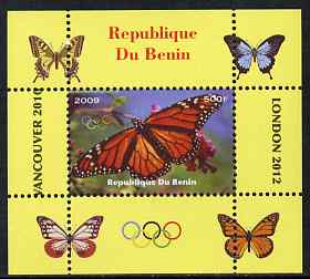 Benin 2009 Butterflies & Olympics #08 individual perf deluxe sheet unmounted mint. Note this item is privately produced and is offered purely on its thematic appeal, stamps on olympics, stamps on butterflies