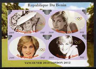 Benin 2009 Princess Diana & Olympics #02 imperf sheetlet containing 4 values, unmounted mint. Note this item is privately produced and is offered purely on its thematic a..., stamps on olympics, stamps on diana, stamps on royalty