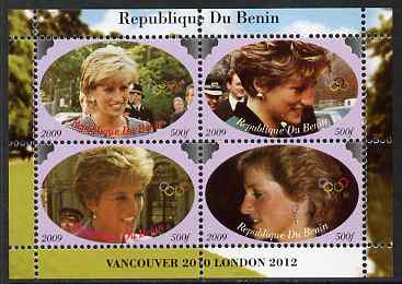 Benin 2009 Princess Diana & Olympics #03 perf sheetlet containing 4 values, unmounted mint. Note this item is privately produced and is offered purely on its thematic app..., stamps on olympics, stamps on diana, stamps on royalty