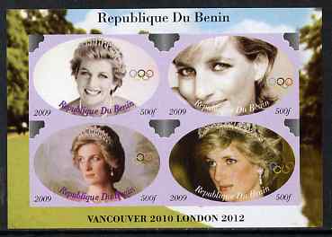 Benin 2009 Princess Diana & Olympics #04 imperf sheetlet containing 4 values, unmounted mint. Note this item is privately produced and is offered purely on its thematic appeal, stamps on olympics, stamps on diana, stamps on royalty