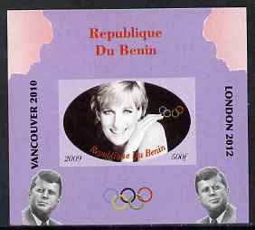 Benin 2009 Princess Diana, Kennedy & Olympics #06 individual imperf deluxe sheet, unmounted mint. Note this item is privately produced and is offered purely on its themat..., stamps on olympics, stamps on diana, stamps on royalty, stamps on personalities, stamps on kennedy, stamps on usa presidents, stamps on americana