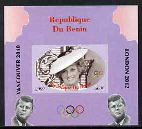 Benin 2009 Princess Diana, Kennedy & Olympics #07 individual imperf deluxe sheet, unmounted mint. Note this item is privately produced and is offered purely on its themat..., stamps on olympics, stamps on diana, stamps on royalty, stamps on personalities, stamps on kennedy, stamps on usa presidents, stamps on americana