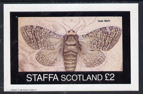 Staffa 1982 Moths (Goat Moth) imperf deluxe sheet (Â£2 value) unmounted mint, stamps on butterflies