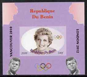 Benin 2009 Princess Diana, Kennedy & Olympics #15 individual imperf deluxe sheet, unmounted mint. Note this item is privately produced and is offered purely on its themat..., stamps on olympics, stamps on diana, stamps on royalty, stamps on personalities, stamps on kennedy, stamps on usa presidents, stamps on americana