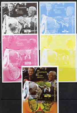 Chad 2008 Nelson Mandela 90th Birthday m/sheet #1 also shows Beckham & Gandhi - the set of 5 imperf progressive proofs comprising the 4 individual colours plus all 4-colo..., stamps on personalities, stamps on mandela, stamps on aids, stamps on nobel, stamps on personalities, stamps on mandela, stamps on nobel, stamps on peace, stamps on racism, stamps on human rights, stamps on gandhi, stamps on football