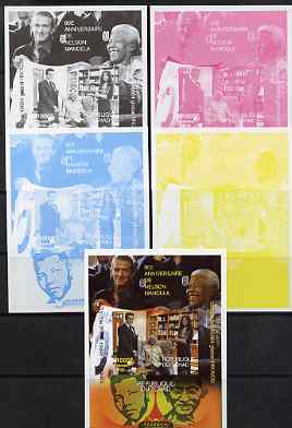 Chad 2008 Nelson Mandela 90th Birthday m/sheet #3 also shows Beckham & Gandhi - the set of 5 imperf progressive proofs comprising the 4 individual colours plus all 4-colo..., stamps on personalities, stamps on mandela, stamps on aids, stamps on nobel, stamps on personalities, stamps on mandela, stamps on nobel, stamps on peace, stamps on racism, stamps on human rights, stamps on gandhi, stamps on football