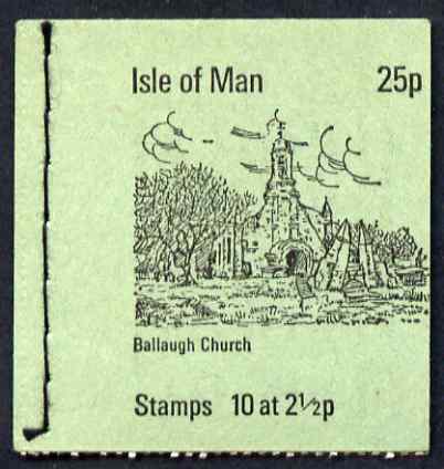 Isle of Man 1973 Ballaugh Church 25p booklet (green cover) complete and fine, SG SB2, stamps on tourism, stamps on churches