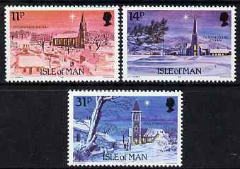 Isle of Man 1985 Christmas - Manx Churches set of 3 unmounted mint, SG 303-305, stamps on , stamps on  stamps on christmas, stamps on  stamps on churches