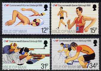 Isle of Man 1986 Commonwealth Games set of 4 unmounted mint, SG 306-09, stamps on sports, stamps on shooting, stamps on cycling, stamps on swimming, stamps on ahtletics