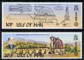 Isle of Man 1983 Europa - The Great Laxey Wheel set of 2 unmounted mint, SG 249-50, stamps on europa, stamps on engineering, stamps on bridges