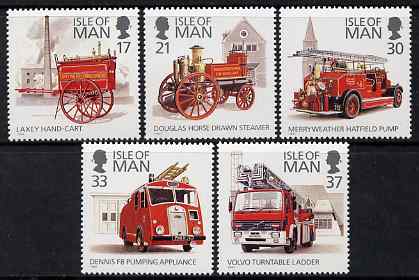 Isle of Man 1991 Fire engines set of 5 unmounted mint, SG 485-89, stamps on fire