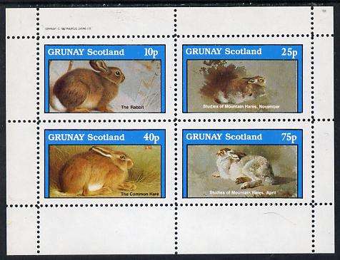 Grunay 1982 Animals (Rabbits) perf  set of 4 values (10p to 75p) unmounted mint, stamps on animals    rabbits