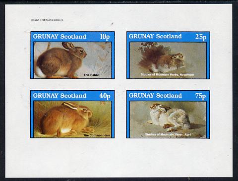 Grunay 1982 Animals (Rabbits) imperf  set of 4 values (10p to 75p) unmounted mint, stamps on , stamps on  stamps on animals   rabbits