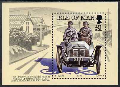 Isle of Man 1995 90th Anniversary of Motor Racing on Isle of Man m/sheet unmounted mint, SG MS655, stamps on cars, stamps on 