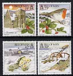 Isle of Man 1995 Christmas set of 4 unmounted mint, SG 668-71, stamps on christmas, stamps on birds, stamps on robins, stamps on flowers, stamps on 