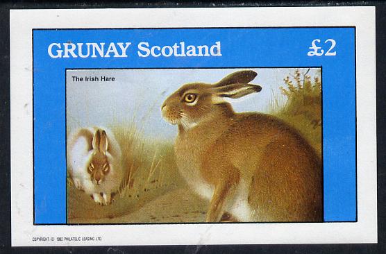 Grunay 1982 Animals (Irish Hare) imperf deluxe sheet (Â£2 value) unmounted mint, stamps on animals