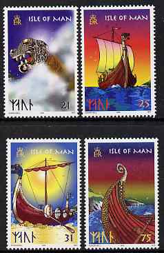 Isle of Man 1998 Viking Longships set of 4 unmounted mint, SG 793-96, stamps on ships, stamps on vikings