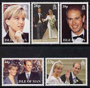 Isle of Man 1999 Royal Wedding (Prince Edward and Miss Sophie Rhys-Jones) set of 5 unmounted mint, SG 851-55, stamps on royalty