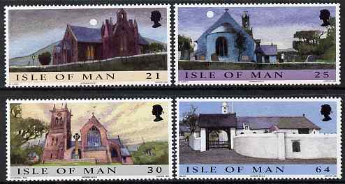 Isle of Man 1999 Christmas - Churches set of 4 unmounted mint, SG 857-60, stamps on christmas, stamps on churches