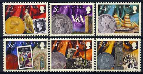 Isle of Man 2001 Death Centenary of Queen Victoria set of 6 unmounted mint, SG 917-22, stamps on royalty, stamps on ships, stamps on railways, stamps on coins, stamps on stamp on stamp, stamps on dickens, stamps on minerals, stamps on diamonds, stamps on clocks