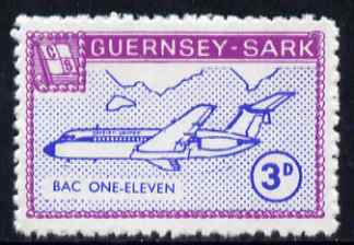 Guernsey - Sark 1966 Aircraft 3d BAC-111 with Europa overprint omitted unmounted mint (blocks available price pro-rata) see note after Rosen CS 101, stamps on aviation, stamps on  bac , stamps on bac-111, stamps on maps