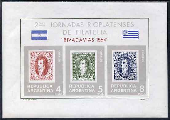 Argentine Republic 1966 Philatelists Days & Exhibition imperf m/sheet unmounted mint SG MS 1167, stamps on postal, stamps on stamp exhibitions, stamps on stamponstamp