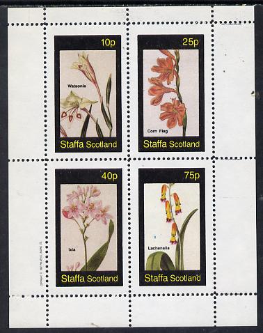 Staffa 1982 Flowers #06 (Watsonia, Corn Flag etc) perf  set of 4 values (10p to 75p) unmounted mint, stamps on flowers, stamps on iris