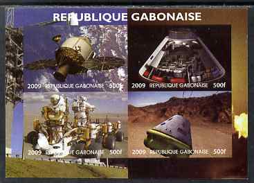 Gabon 2009 NASA Space Exploration #02 imperf sheetlet containing 4 values unmounted mint. Note this item is privately produced and is offered purely on its thematic appea..., stamps on space, stamps on nasa, stamps on 