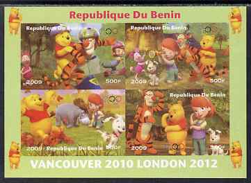 Benin 2009 Olympic Games - Disneys Winnie the Pooh #01 imperf sheetlet containing 4 values unmounted mint. Note this item is privately produced and is offered purely on i..., stamps on olympics, stamps on pooh, stamps on bears, stamps on cartoons, stamps on fairy tales, stamps on tigers, stamps on disney, stamps on films, stamps on cinema, stamps on movies