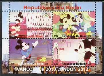 Benin 2009 Olympic Games - Disney Characters #02 perf sheetlet containing 4 values unmounted mint. Note this item is privately produced and is offered purely on its thematic appeal, stamps on olympics, stamps on cartoons, stamps on disney, stamps on films, stamps on cinema, stamps on movies
