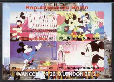 Benin 2009 Olympic Games - Disney Characters #02 imperf sheetlet containing 4 values unmounted mint. Note this item is privately produced and is offered purely on its thematic appeal, stamps on olympics, stamps on cartoons, stamps on disney, stamps on films, stamps on cinema, stamps on movies