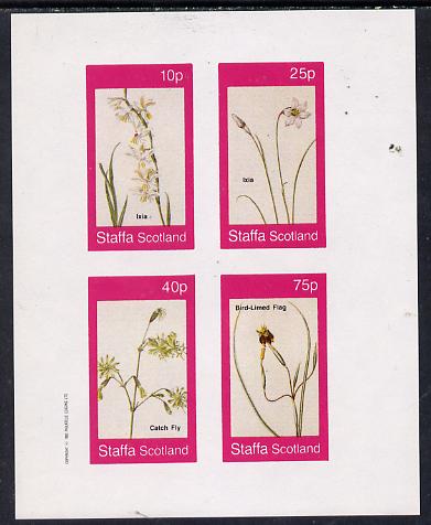 Staffa 1982 Flowers #07 (Ixia, Flag etc) imperf  set of 4 values (10p to 75p) unmounted mint, stamps on flowers