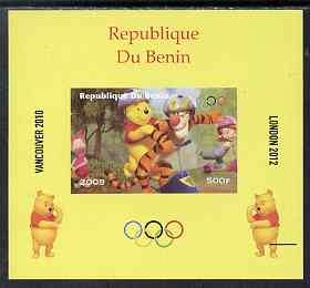 Benin 2009 Olympic Games - Disneys Winnie the Pooh #01 individual imperf deluxe sheet unmounted mint. Note this item is privately produced and is offered purely on its th..., stamps on olympics, stamps on pooh, stamps on bears, stamps on cartoons, stamps on fairy tales, stamps on tigers, stamps on disney, stamps on films, stamps on cinema, stamps on movies