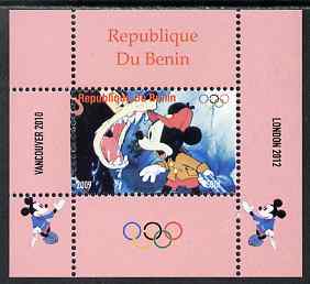 Benin 2009 Olympic Games - Disney Characters #03 individual perf deluxe sheet unmounted mint. Note this item is privately produced and is offered purely on its thematic appeal, stamps on olympics, stamps on cartoons , stamps on disney, stamps on films, stamps on cinema, stamps on movies