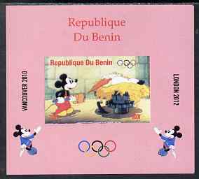 Benin 2009 Olympic Games - Disney Characters #12 individual imperf deluxe sheet unmounted mint. Note this item is privately produced and is offered purely on its thematic appeal, stamps on olympics, stamps on cartoons , stamps on disney, stamps on films, stamps on cinema, stamps on movies