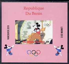 Benin 2009 Olympic Games - Disney Characters #15 individual imperf deluxe sheet unmounted mint. Note this item is privately produced and is offered purely on its thematic appeal, stamps on olympics, stamps on clocks, stamps on cartoons , stamps on disney, stamps on films, stamps on cinema, stamps on movies