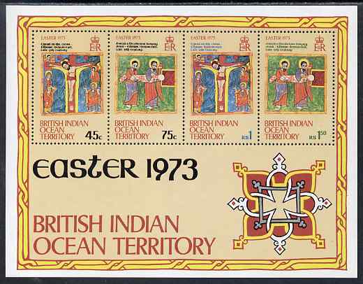 British Indian Ocean Territory 1973 Easter perf m/sheet unmounted mint, SG MS 51, stamps on easter