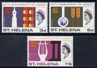 St Helena 1966 UNESCO set of 3 unmounted mint, SG 209-11, stamps on unesco
